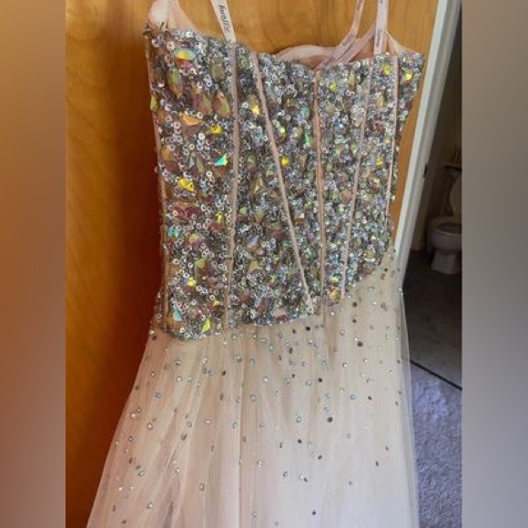 Tiffany Champagne Prom Gown Size 10 (Would fit 8) - Picture 5 of 9